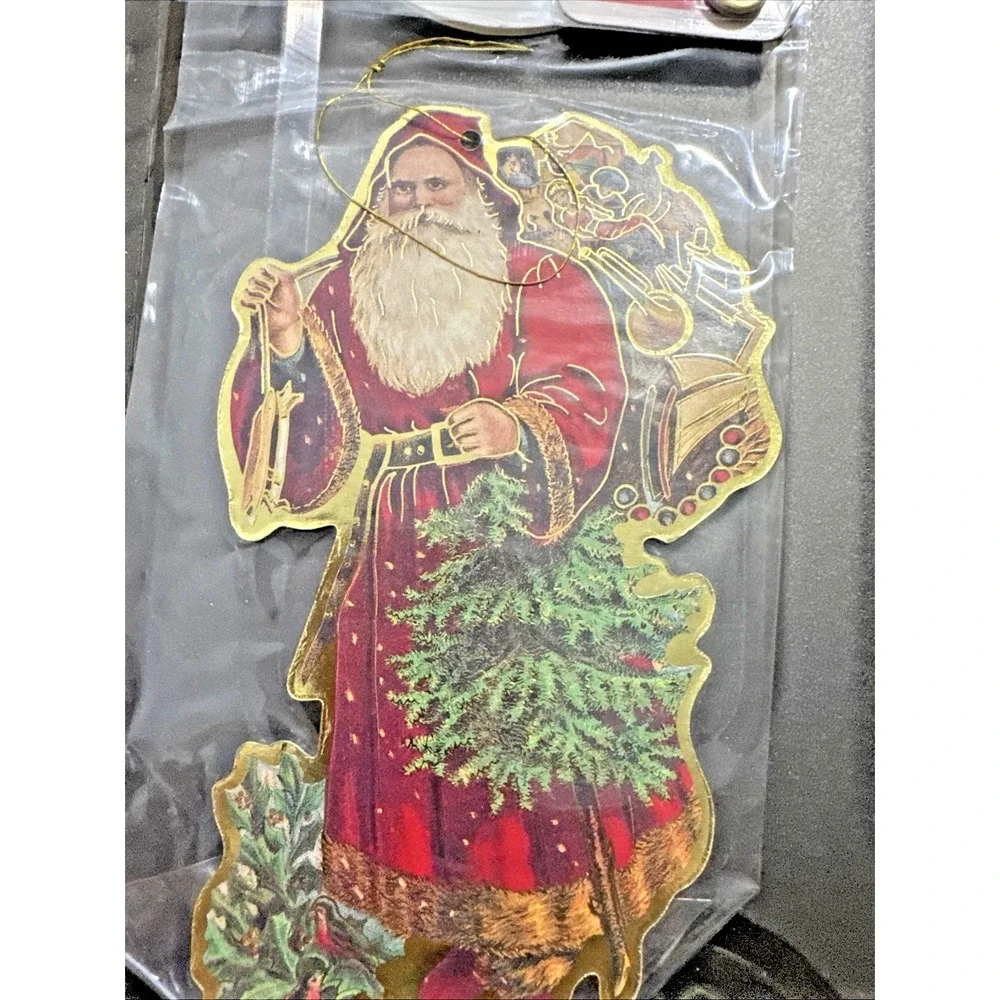 Vtg Trim Trends‎ Victorian Santa And Angels Ornaments Die Cut Christmas (3)